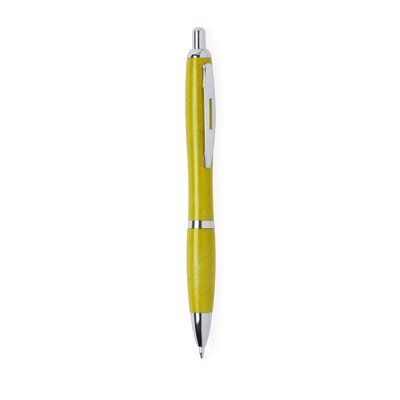 Bolígrafo eco en caña de trigo con accesorios cromados Amarillo