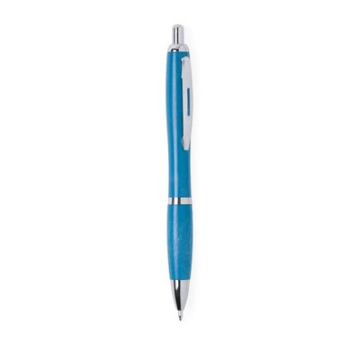 Bolígrafo eco en caña de trigo con accesorios cromados Azul