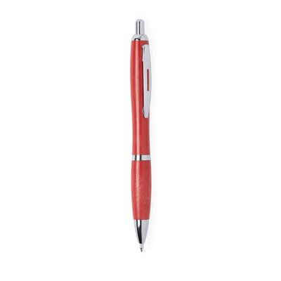 Bolígrafo eco en caña de trigo con accesorios cromados Rojo