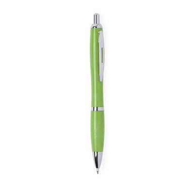 Bolígrafo eco en caña de trigo con accesorios cromados Verde