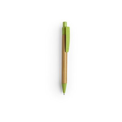Bolígrafo ecológico de bambú con accesorios a color Verde