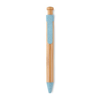 Bolígrafo ecológico de bambú y caña de trigo moteada de colores con pulsador de botón