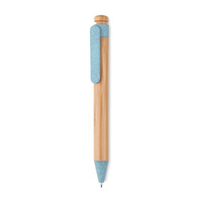 Bolígrafo ecológico de bambú y caña de trigo moteada de colores con pulsador de botón