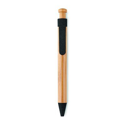 Bolígrafo ecológico de bambú con clip de color