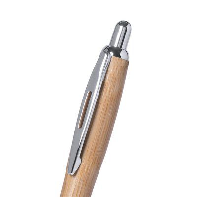 Bolígrafo ecológico de bambú natural y detalles metálicos