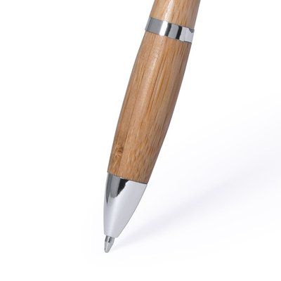 Bolígrafo ecológico de bambú natural y detalles metálicos