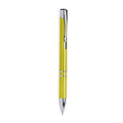 Bolígrafo ecológico de caña de trigo y detalles metálicos Amarillo