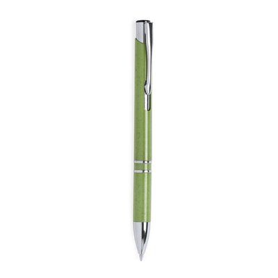 Bolígrafo ecológico de caña de trigo y detalles metálicos Verde