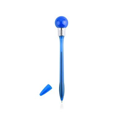 Bolígrafo ergonómico fino con luz led en la bombilla Azul