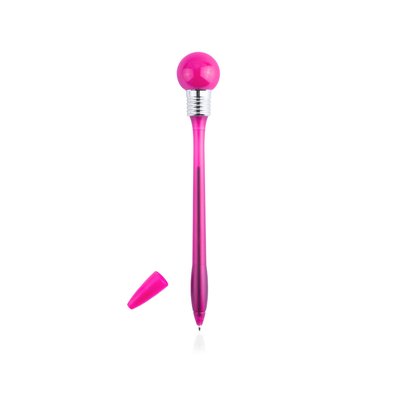 Bolígrafo ergonómico fino con luz led en la bombilla Fucsi