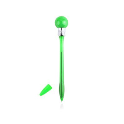 Bolígrafo ergonómico fino con luz led en la bombilla Verde