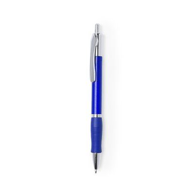 Bolígrafo ergonómico con pulsador y clip Azul
