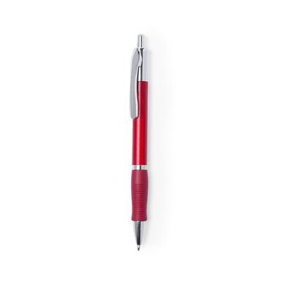 Bolígrafo ergonómico con pulsador y clip Rojo