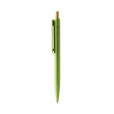 Bolígrafo de fibra de trigo con pulsador de bambú Verde Helecho Tinta Azul