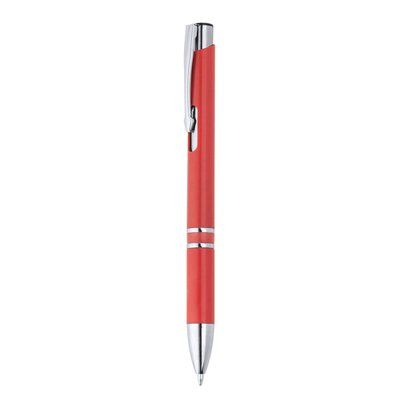 Bolígrafo de fibra de trigo con pulsador Rojo Tinta Azul