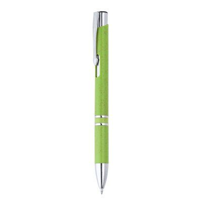 Bolígrafo de fibra de trigo con pulsador Verde Oasis Tinta Azul