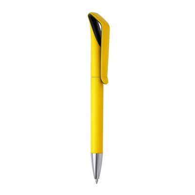 Bolígrafo giratorio acabado brillo NEGRO/AMARILLO Tinta Azul