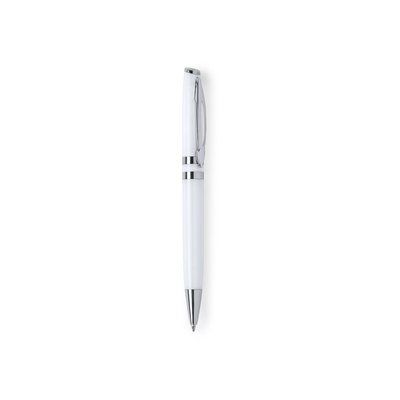 Bolígrafo Giratorio con Anillas Cromadas Blanco