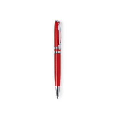 Bolígrafo Giratorio con Anillas Cromadas Rojo
