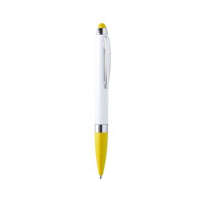 Bolígrafo giratorio de plastico con puntero táctil Amarillo