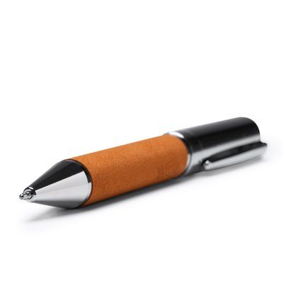 Bolígrafo giratorio de metal con piel reciclada