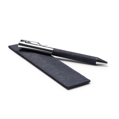 Bolígrafo giratorio de metal y RPET en funda