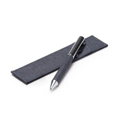Bolígrafo giratorio de metal y RPET en funda
