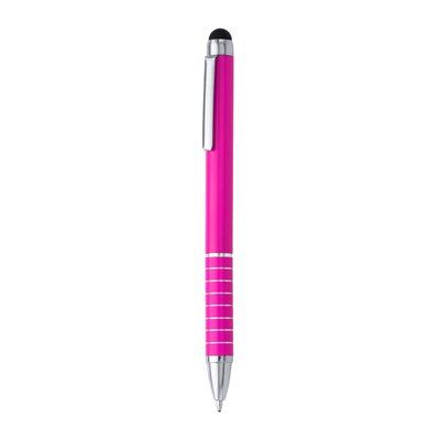 Bolígrafo giratorio con puntero táctil Fucsia Tinta Azul