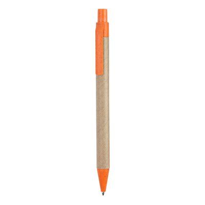Bolígrafo hecho con cartón reciclado Naranja Tinta Azul