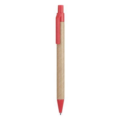 Bolígrafo hecho con cartón reciclado Rojo Tinta Azul
