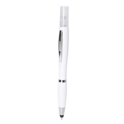 Bolígrafo higienizante con pulverizador recargable Blanco Tinta Azul
