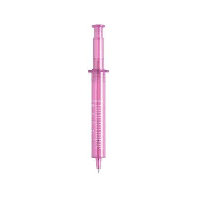 Boligrafo jeringuilla con cuerpo transparente Rosa