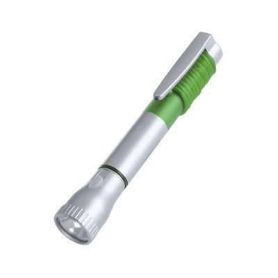 Bolígrafo linterna con capucha y cinta para colgar Gris / Verde