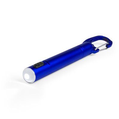 Bolígrafo linterna con mosquetón Azul