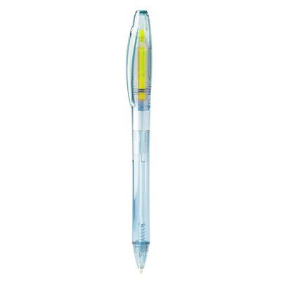 Bolígrafo marcador 2 en 1 translúcido Amarillo Tinta Azul