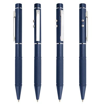 Bolígrafo Metal con Láser y Linterna Azul