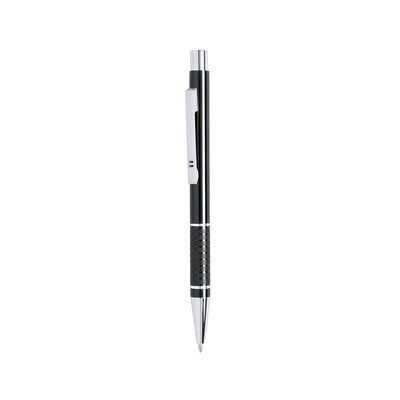 Bolígrafo metálico cromado con empuñadura antideslizante Negro