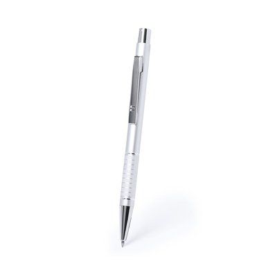 Bolígrafo metálico cromado con empuñadura antideslizante