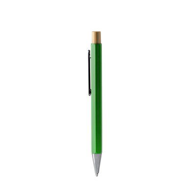 Bolígrafo metálico con forma hexagonal Verde Helecho Tinta Azul