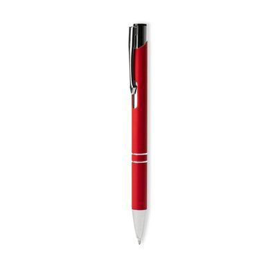 Bolígrafo metálico con pulsador cromado Rojo TINTA NEGRA