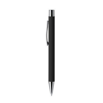 Bolígrafo metálico tacto suave ideal marcaje láser Negro Tinta Azul