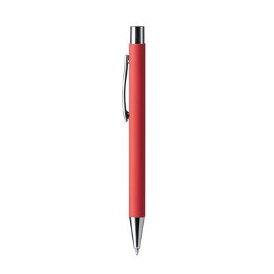 Bolígrafo metálico tacto suave ideal marcaje láser Rojo Tinta Azul