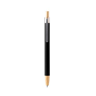 Bolígrafo metálico de tacto suave Negro Tinta Azul