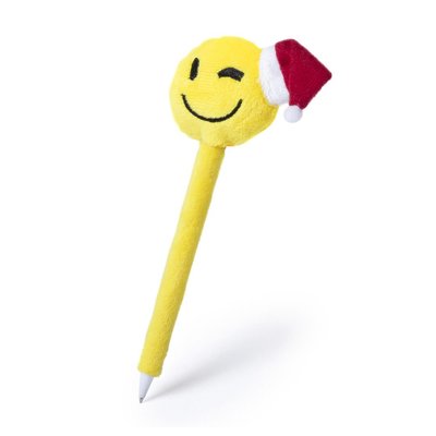 Bolígrafo navideño con emoji y cuerpo de peluche Guiño