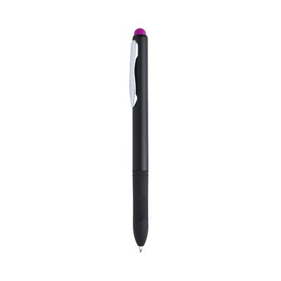 Bolígrafo negro cómoda empuñadura y puntero de colores Fucsia