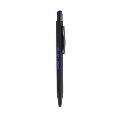 Bolígrafo negro mate personalizado del color del puntero Azul