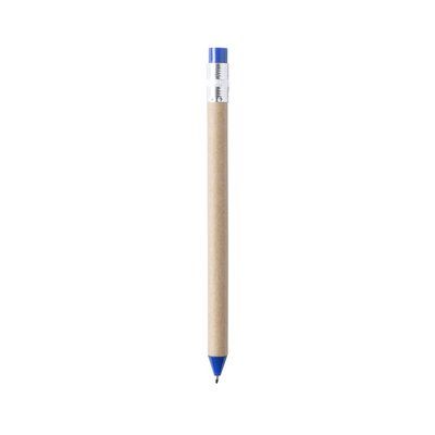 Bolígrafo personalizado en cartón reciclado y diseño lápiz Azul
