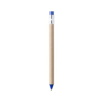 Bolígrafo personalizado en cartón reciclado y diseño lápiz Azul