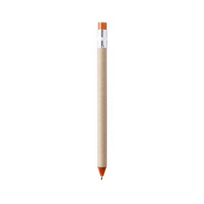 Bolígrafo personalizado en cartón reciclado y diseño lápiz Naranja