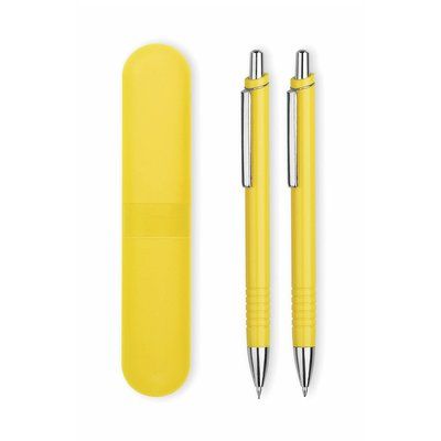 Bolígrafo y portaminas con estuche de color a juego Amarillo